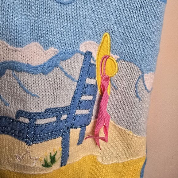 The Quacker Factory Beach Scene Knit Short Sleeve Tunic Top Beaded Size XL - Picture 4 of 12